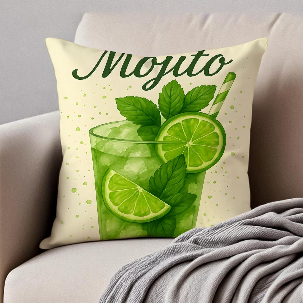 

Art MMojito CCocktailS Cushion Cover Pillowcase Antidustmite Invisible Zipper Short Plush Sofa Cushion 30X30cm