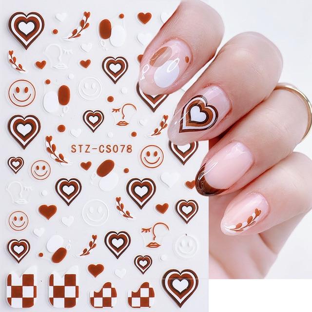 Abstract Line DIY Nail Stickers for Women Girls Nail Art Decorations Rose Gold Spring 3D Sliders for Manicure Nail Polish Decals