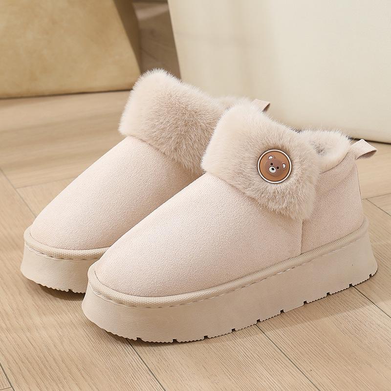 2024 Men's and Women's Cross-Border Winter Cotton Slippers with Heels, Thick Soles, Velvet Lining, Waterproof PU, Outdoor Wear.
