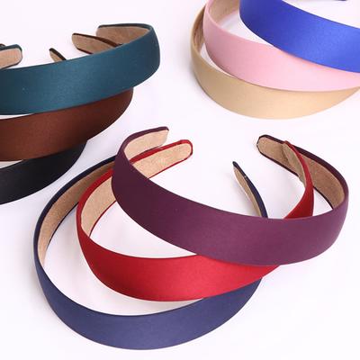 New Women Wide 3cm Plain Satin Fabric Covered Headband Hair Hairband HeadBand US