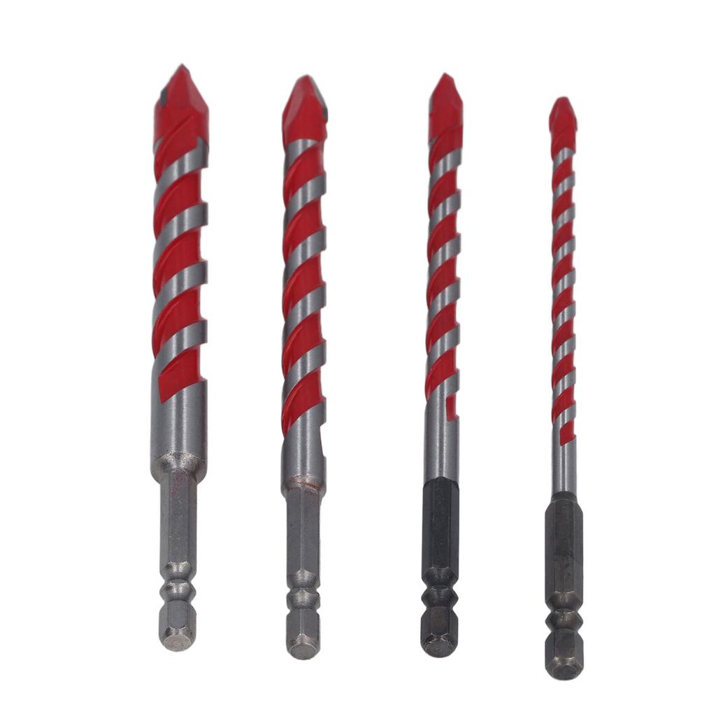 4Pcs Eccentric Twist Drill Bit Set 150mm 6.35mm Hex Shank Drill Bit Set for Concrete Masonry Glass