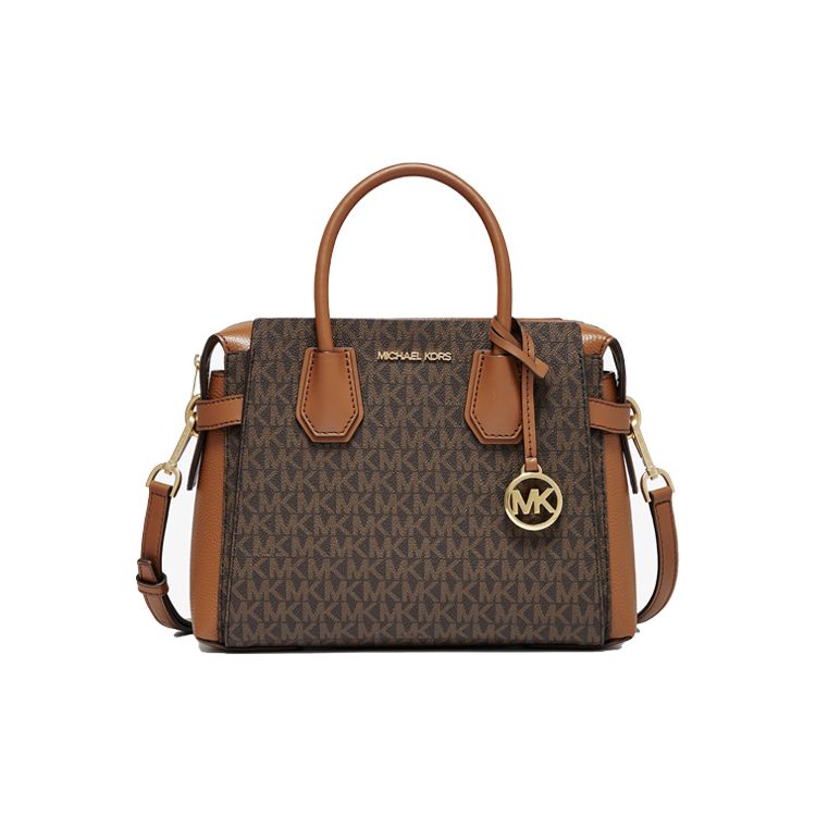 

Michael Kors MK Mercer Monogram Logo Vintage Leather Tote Bag Small Women handbags Dark-Brown Acorn-Brown 35F2GM9S1B-200 Basic Set (Bag+Dust Bag)