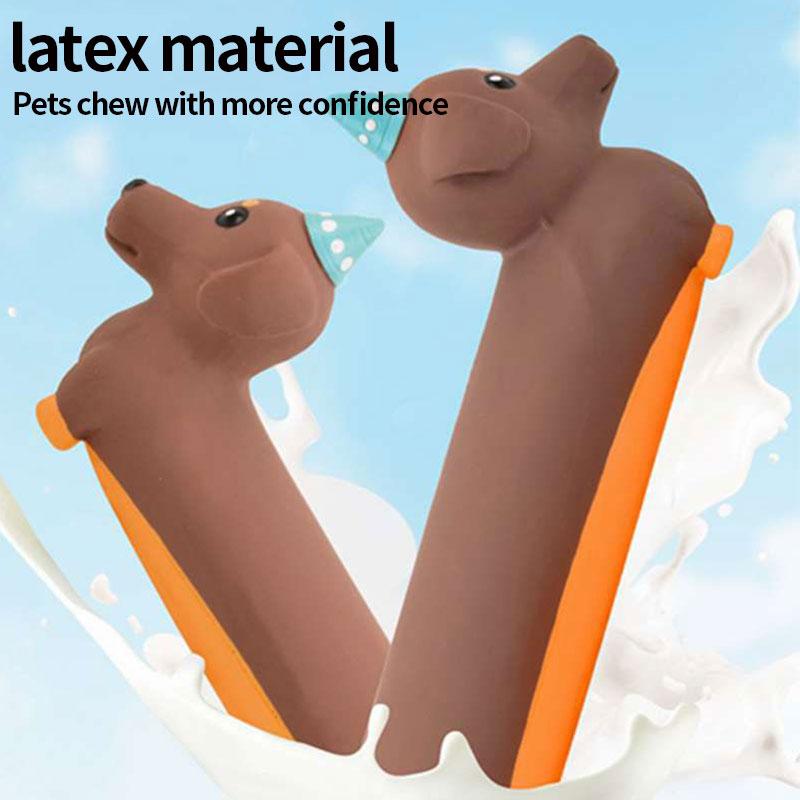 Dog Chewing Toy Simulated Dachshund Squeaky Pet Toy Bite Resistant Puppy Toy Training Silicone Teeth Cleaning Dog Toy Supplies