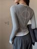 Women's 250g Heavyweight Two-Piece Look Round Neck Long Sleeve T-Shirt - Spring/Autumn Fashion with Straight Shoulder Patchwork Design