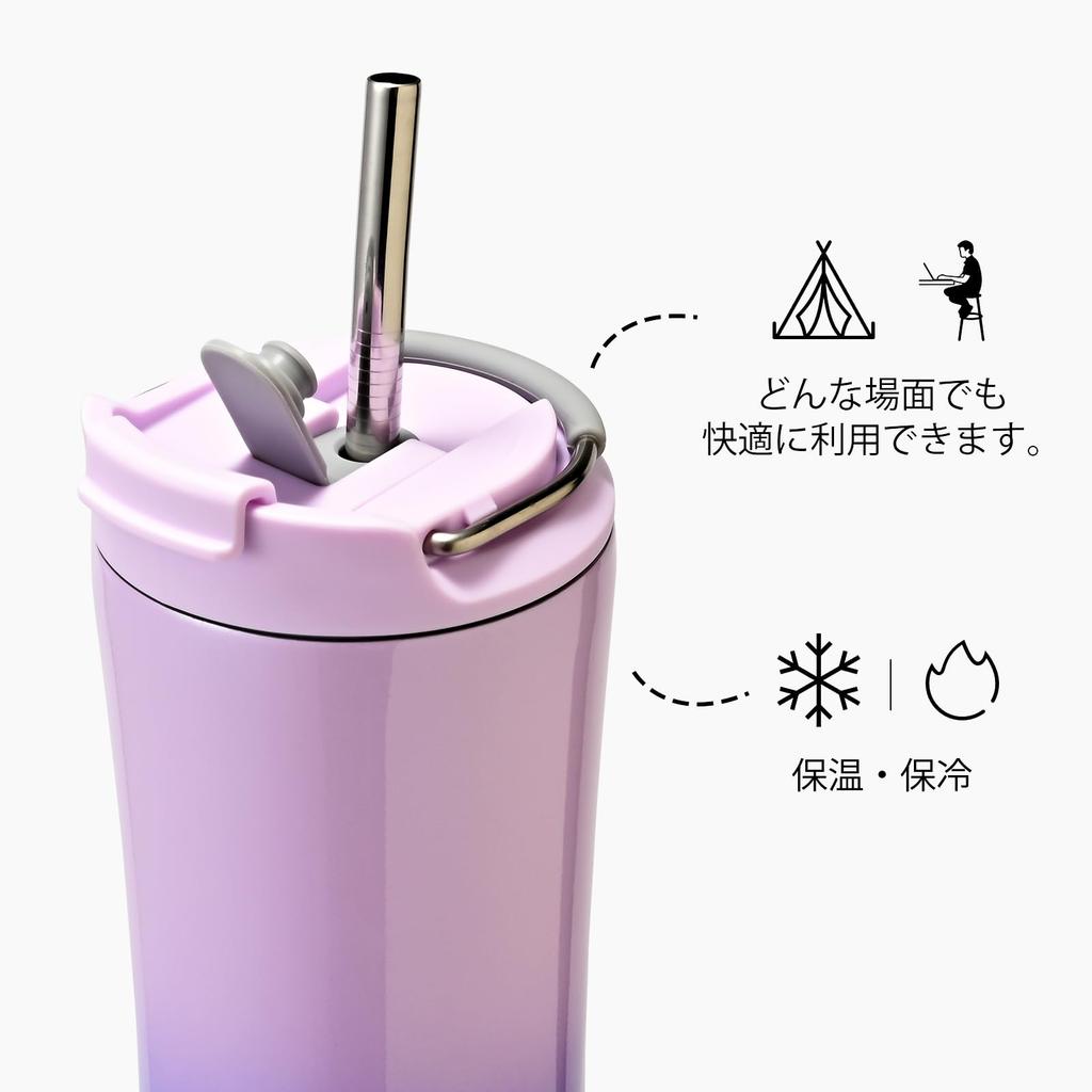 600ml Vacuum Insulated Tumbler with Straw, Portable Handle, Stylish Design for Outdoor Activities, Coffee, Beer, and More. Comes with Lid for Easy