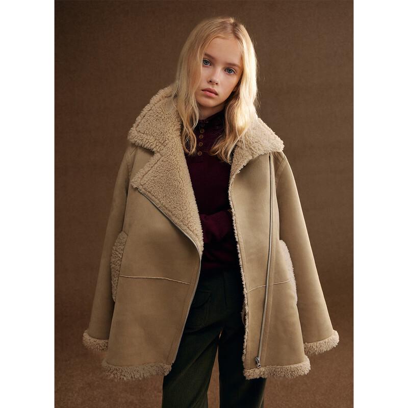 ELLE KIDS Girls' Faux Suede A-Line Winter Jacket