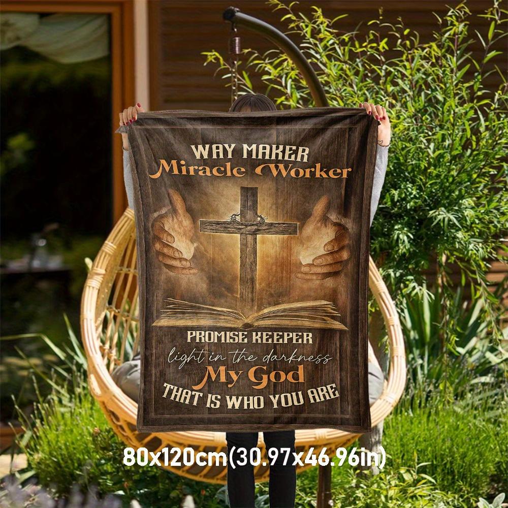 1pc Way Maker, Miracle Worker Blanket for Sofa Bed Soft and Light Bedding Ideal for Picnics, All-Season Christmas Outdoor Decor Accessories-c0803032 80x120cm