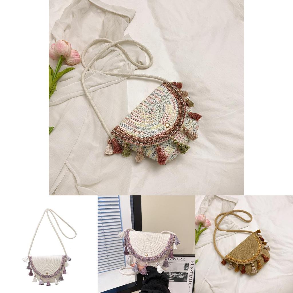 Boho Chic Woven Tassel Mini Shoulder Bag For Urban Fashion