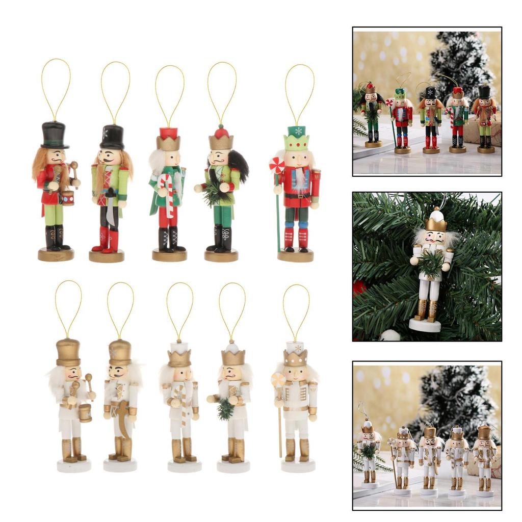 Christmas Nutcrackers Hanging Ornament Wooden Soldier Figures Doll Christmas Tree Hanging Ornaments with Package Box