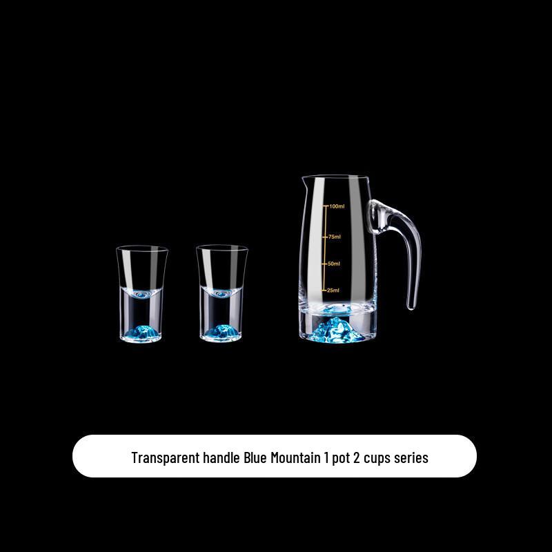 Blue Mountain Glass Baijiu Decanter & Cup Set 1 Decanter 2 Cups