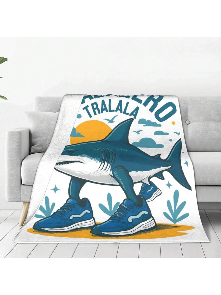 Tralalero Tralala Italian Brainrot Memes Blankets Flannel Spring Autumn Portable Soft Throw Blanket For Sofa Bedroom Bedspreads