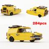 284PCS Classic Retro Van Building Blocks, Vintage British Car Model with Roof Rack, MOC Bricks for Fans Collection  Birthday