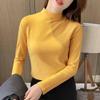 Women's Half High Neck Slim Fit Warm T-Shirt - Autumn/Winter Solid Color.