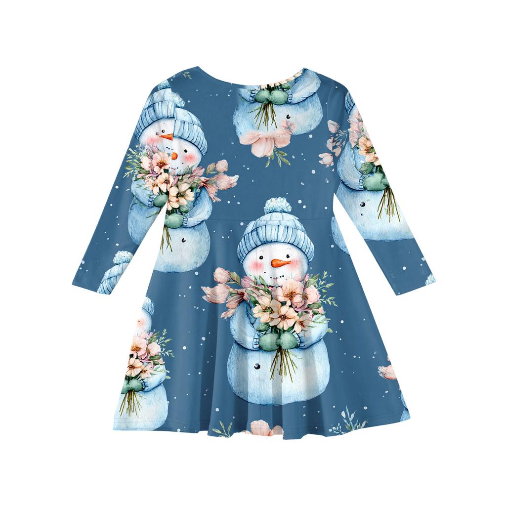 Girls' Princess Dress - Long Sleeve A-Line T-Shirt Dress Christmas Day