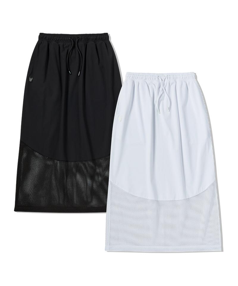 LIFEWORK Women'S) Mesh Color Block Airy Long Skirt