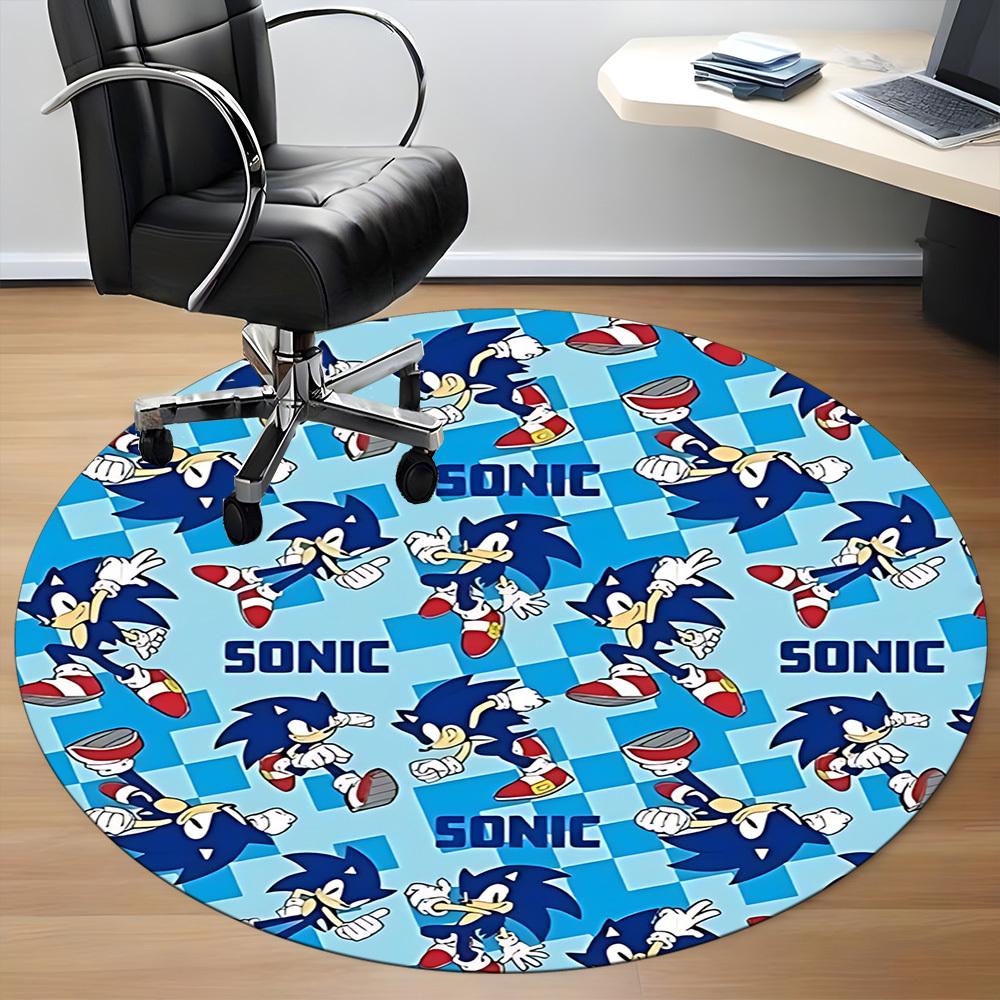 1 Stück Sonic the Hedgehog Stuhlteppich für Büro, Innenbereich Rutschfester Waschbarer Polyesterfaserteppich, Matte für Büro, Maschinenwaschbar