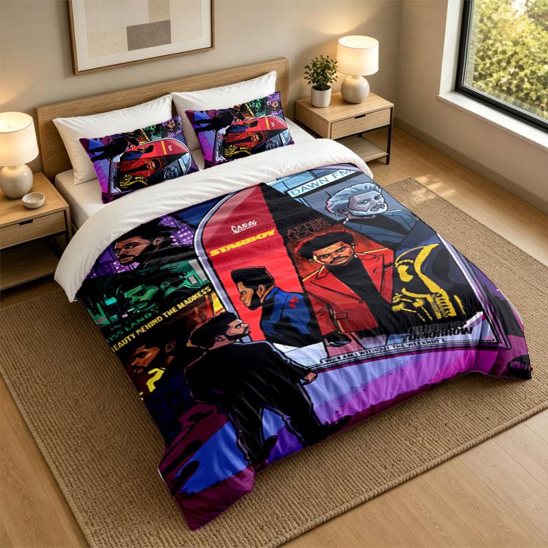 3-teiliges Bettwäsche-Set The Weeknd Weiches Bettlaken und zwei Kissenbezüge Heim-Schlafzimmer-Dekor