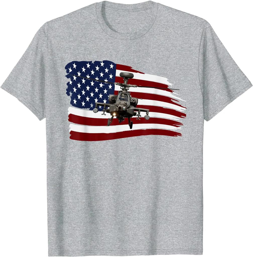 US American Flag AH64 Apache Helicopter Gunship TShirt Summer Cotton Short Sleeve ONeck Mens T Shirt New S3XL