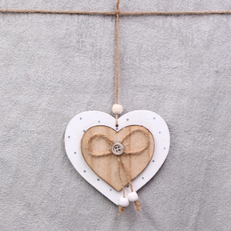 Natural Wooden Heart Shaped Adornment Bedroom Decorative Pendant Hanging Ornament for Weddings and Special Occasion