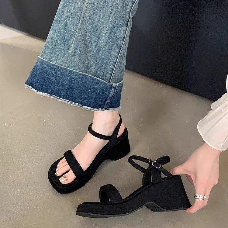 thick-soled wedge sandals women's summer 2025 new with skirt high heels fairy style high-end Roman sandals