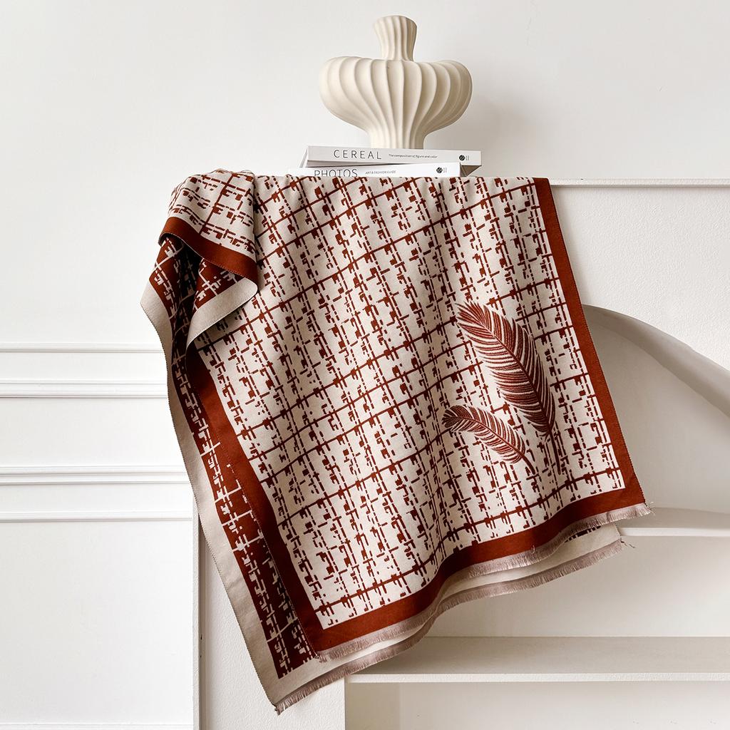 Fashion Women'S Winter Faux Cashmere Scarf Vintage Print Tasseled Design Warm Shawl Trendy Wrap Perfect For Cold Winter Days