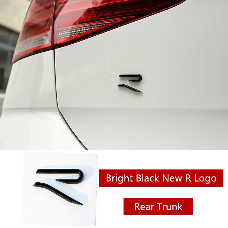 BSN1 Emblems 3D Metal R Logo Emblem Car Front Grill Badge Rear Trunk Sticker For Volkswagen VW R Rline Polo Passat MK8 Tiguan CC Golf