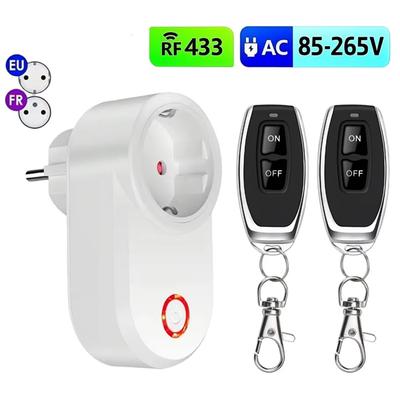 433MHz Drahtlose Smart Steckdose Fernbedienung Sockel EU FR Wasserdicht Fernbedienung 15A 110V 220V HF Stecker für Haushaltsgeräte Lampe EIN AUS
