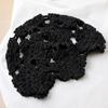 Fashion Flower Embroidery Hollow Crochet Knitted Hat French Retro Beanie Accessories