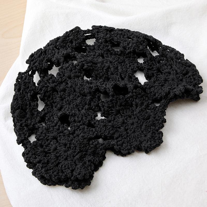 Fashion Flower Embroidery Hollow Crochet Knitted Hat French Retro Beanie Accessories