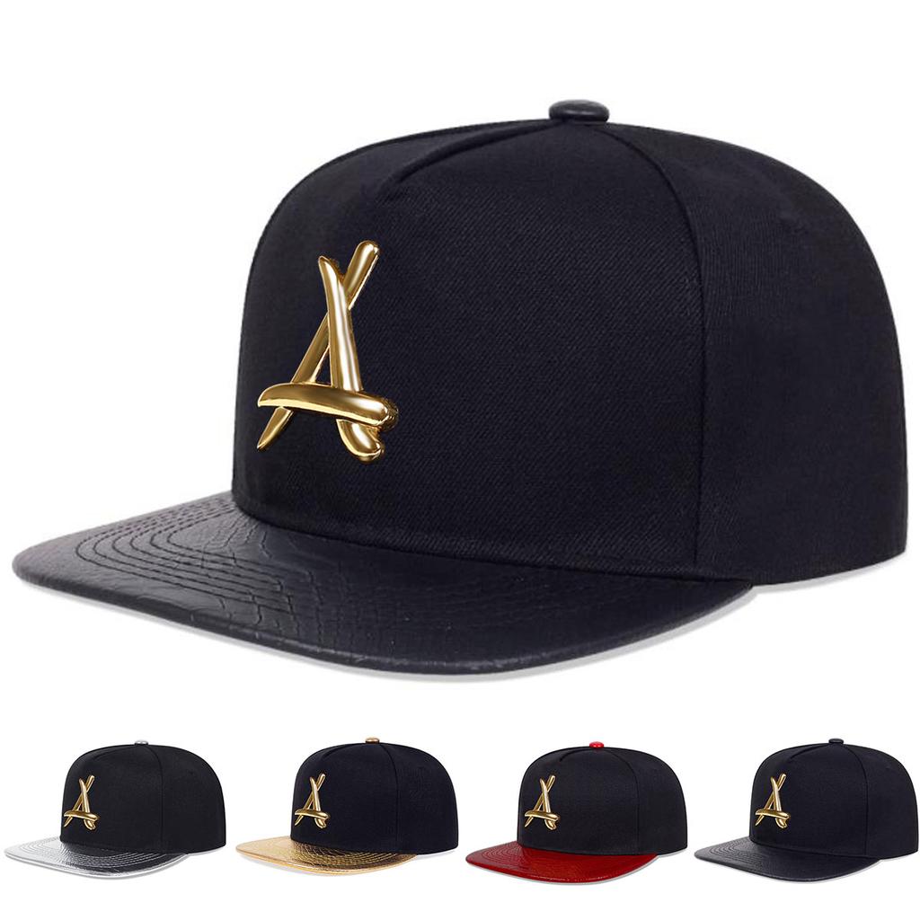 Metal Triangular Leather Brim Hip Hop Hat Men and Women Baseball Cap Fashionable Flat Top Caps Casual Hats