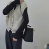 Women's Gray Knitted Vest Cardigan – Stylish, Casual Sleeveless Spring 2025 Top