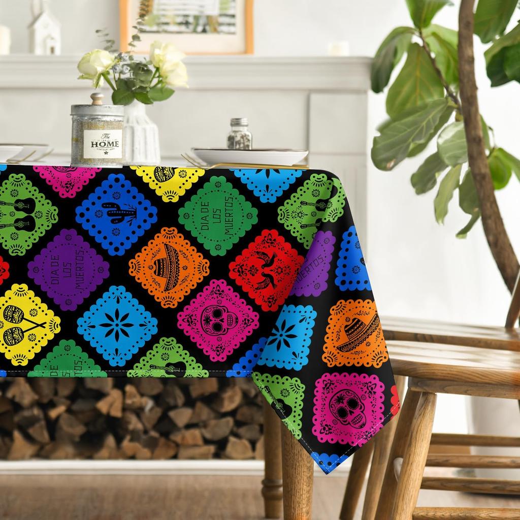 Day of The Dead Topic Rectangle Table Cloth for Table Decor Kitchen Dining Waterproof Reusable Tablecloth for Tables Dining Room