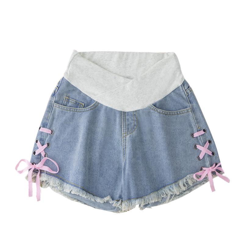 Summer Maternity Wide-Leg Jean Shorts