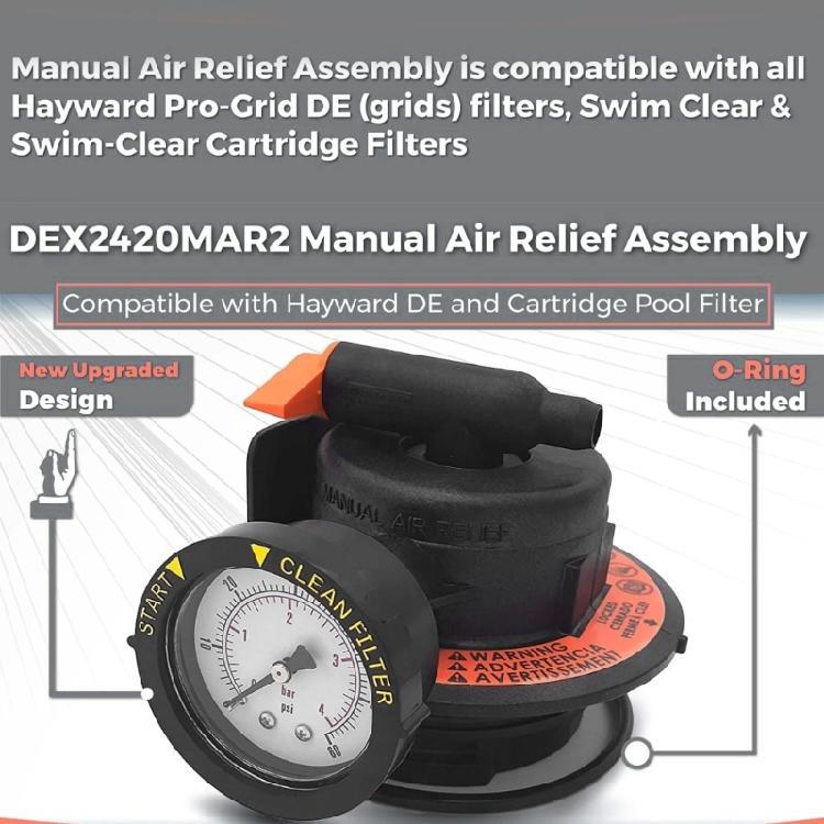 High Efficiency Manual Air Relief Valves Manual Air Relief Assembly with Pressure Gauge for Pool Filter Systems