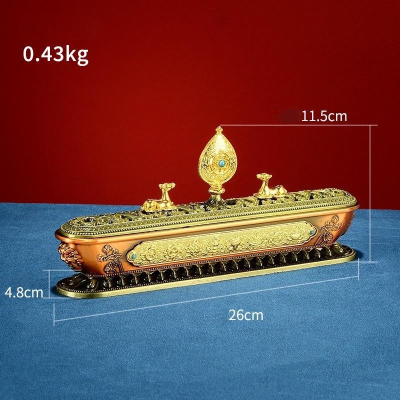 

Tibetan-style Alloy Incense Burner/Relief and Hollowed-out Patterns Home Incense Stick Censer Temple Worship Desktop Decoration