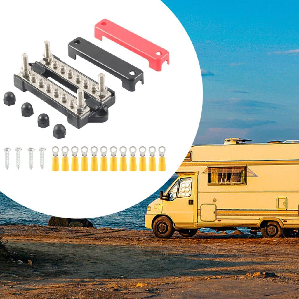 6 Way Power Distribution Block 150A with Cover Marine Bus Bar Battery Busbar for ATV Boat UTV Car