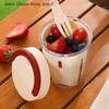 Double Layer Salad Cup For Picnic Drainable Fruit Box With Fork Outdoor Portable Tableware Leakproof Food Leak-Proof Fruit Cup
