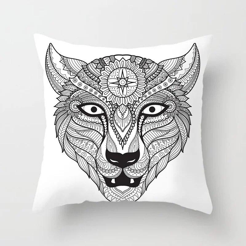 Geometric Cushion Cover Cute Dog Cat Pillowcase Sofa Living Room Home Decor Cartoon Animal