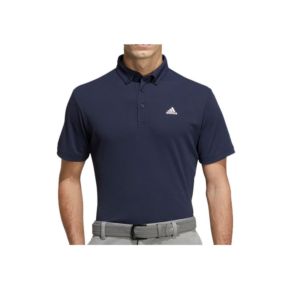 Adidas Solid Color Logo Print Casual Short Sleeve Polo Shirt Men Tops Dark-Blue H64608