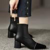 Autumn and Winter Martin Boots Square Head and Ankle Boots Thick Heel Short Tube Women's Color Matching Versatile Thin Leather Boots