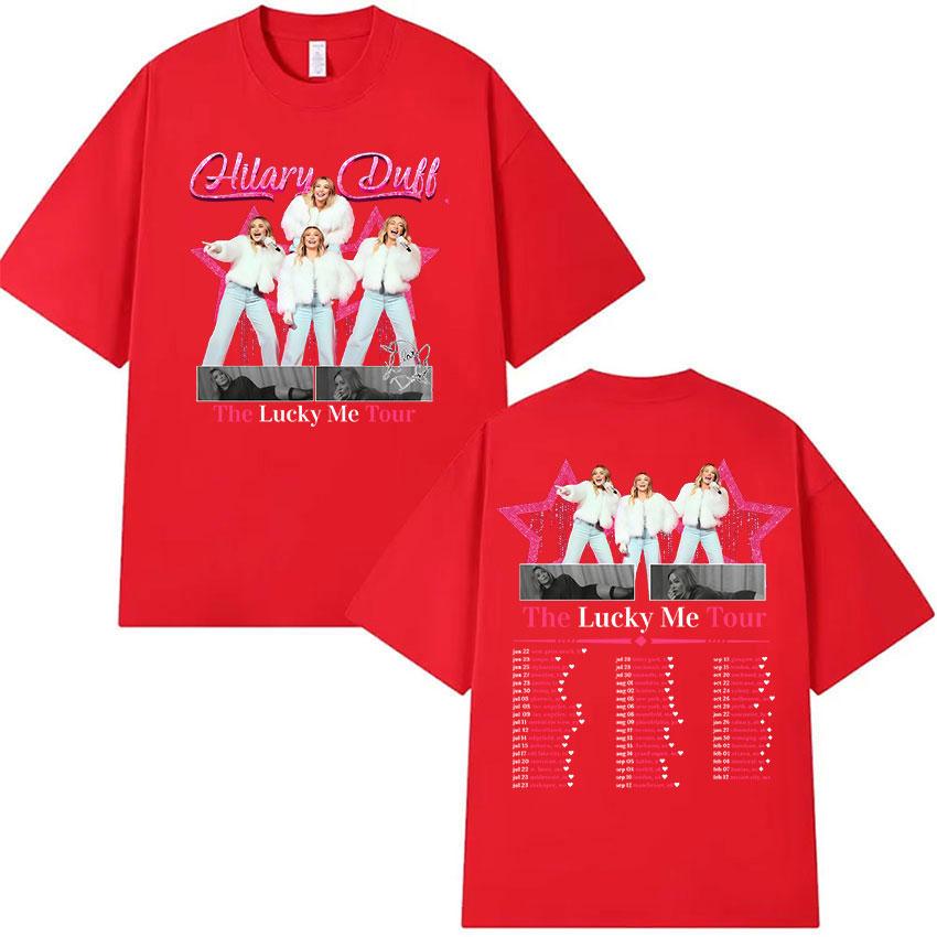 

Hilary Duff The Lucky Me Tour 2026 Print T Shirts Unisex Women Summer High Quality Fashion Tshirt Clothing Oversized Cotton Tshirt S