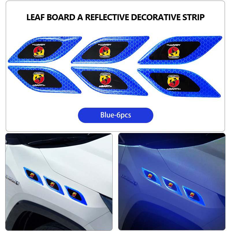 Car Logo Reflective Safety Strip Sticker Car Sticker Warning Tape For Abarth FIAT FR 500 Punto Ducato Palio Bravo Doblo Tipo