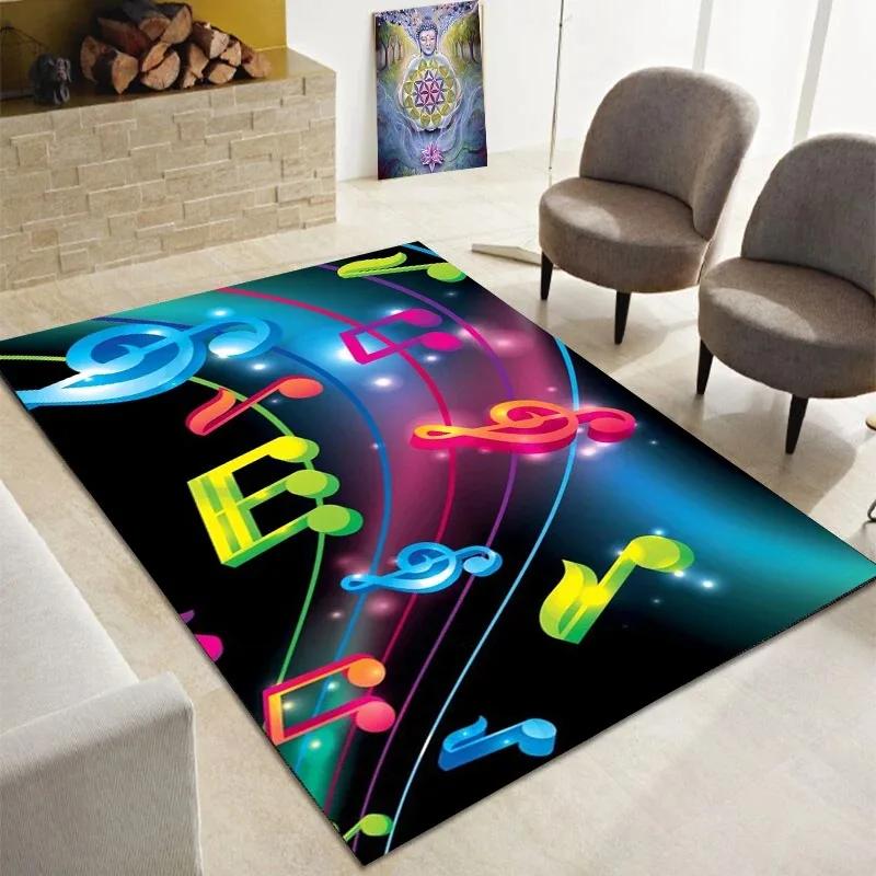 Piano Note Music Theme Series Carpet Home Decoration Bedroom Living Room Large Area Carpet Room Bedside Non-slip Floor Mat