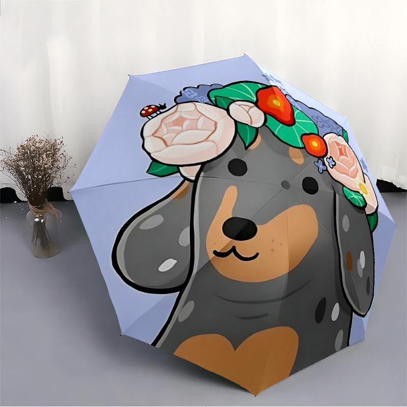 1pc Floral Canine Fashionable Automatic Opening/Closing Folding Umbrella with 8 Bones, Windproof Portable, Daily Use119