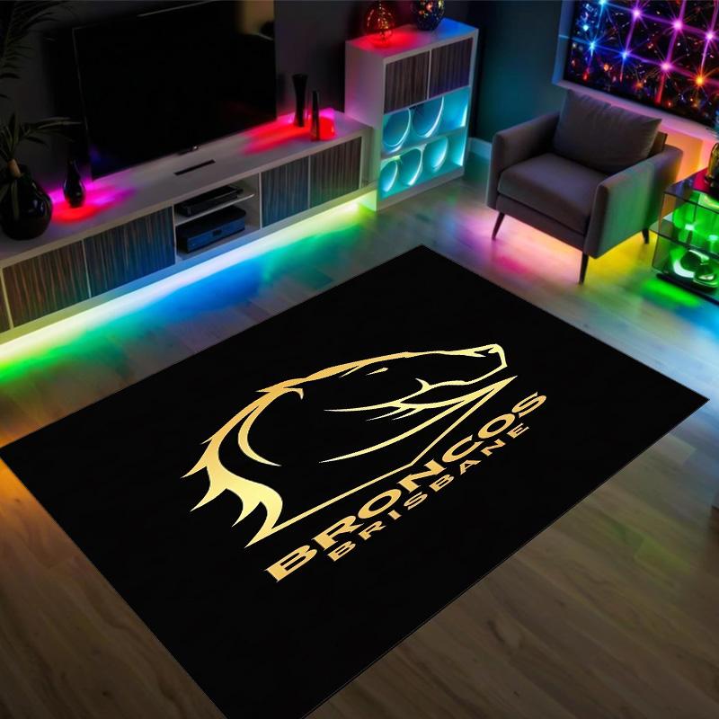 Brisbane Broncos Design Crystal Velvet Carpet Cozy Non?Slip Printed Rug For Bedroom Living Room Entrance