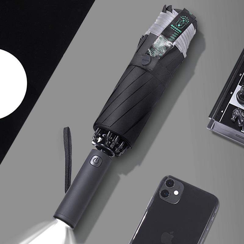 LED-Licht Sicherheitsreflektierender Winddichter Regenschirm für Männer & Frauen - Verstärkt, Groß & Verdickt für Geschäfts- & Sturmbedingungen