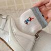 Women's Cute Cartoon Embroidered Ankle Socks - Breathable, Thin, Color Block, Ribbed Cuff for Spring/Summer