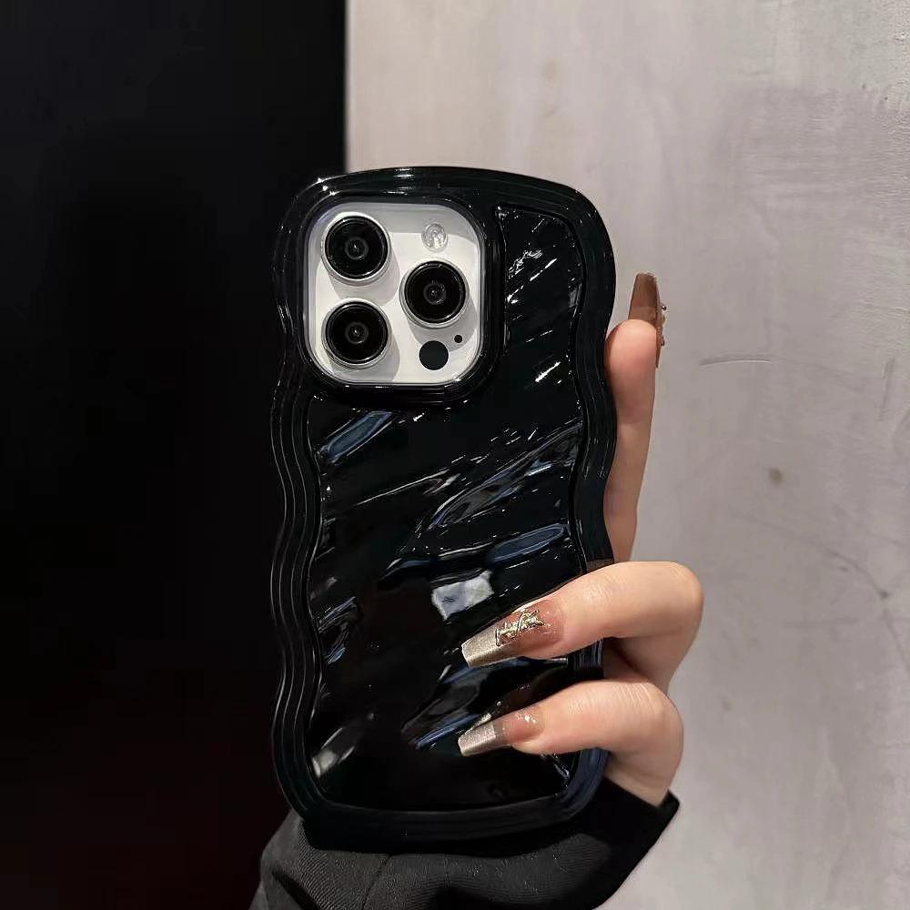 Luxury Wavy Pattern Candy Phone Case For iPhone 11 12 13 14 15 16 Pro Max Shockproof Silicone Bumper Cover