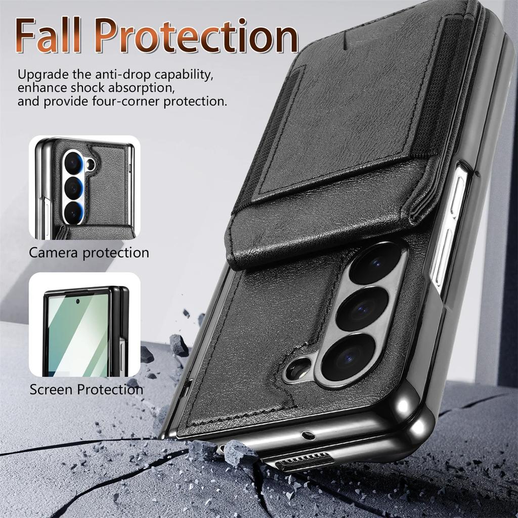 For Samsung Galaxy Z Fold 7 6 5 4 3  for Magsafe Magnetic Leather Hinge Phone Case Screen Protect Film Wallet Cards Holder Cover