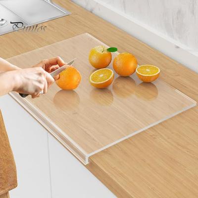 Planche à découper en acrylique avec rebord de comptoir, planche à découper transparente antidérapante pour la cuisine, planche à charcuterie en forme de L pour légumes, gâteaux, pizzas, sandwichs